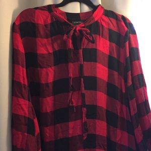 Lane Bryant long sleeve plaid with bow!